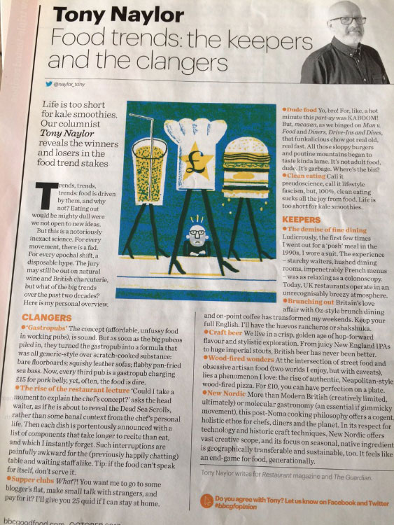BBC Good Food illustration food trends print page critic writer